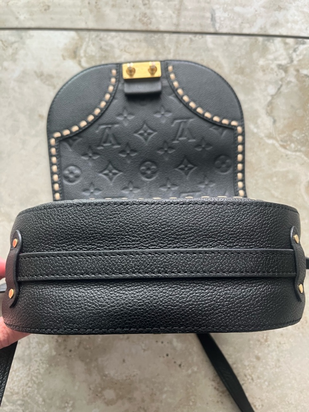 Louis Vuitton Black Leather Crossbody with Gold-Tone Studs - Picture 7 of 10